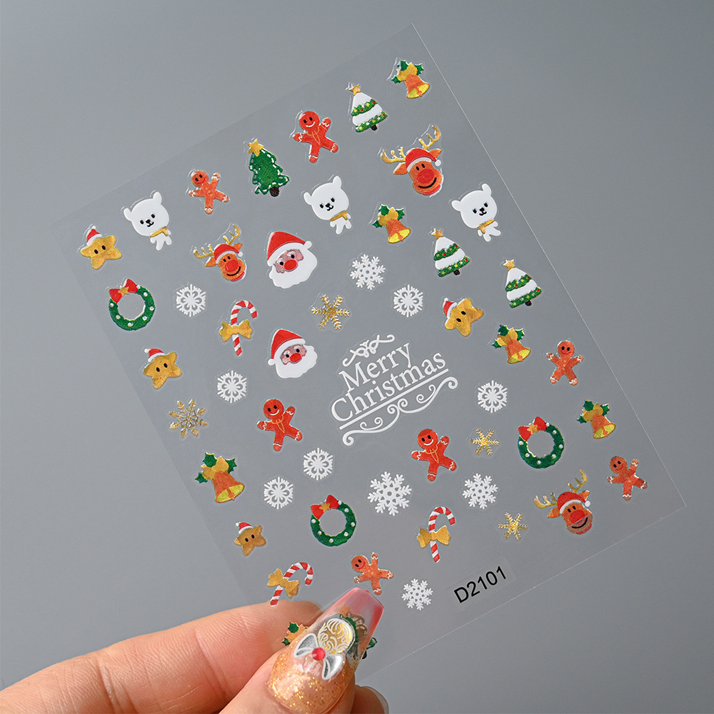 Nail Art Xmas Stickers - 1Pc 5D 크리스마스 네일 아트 스티커