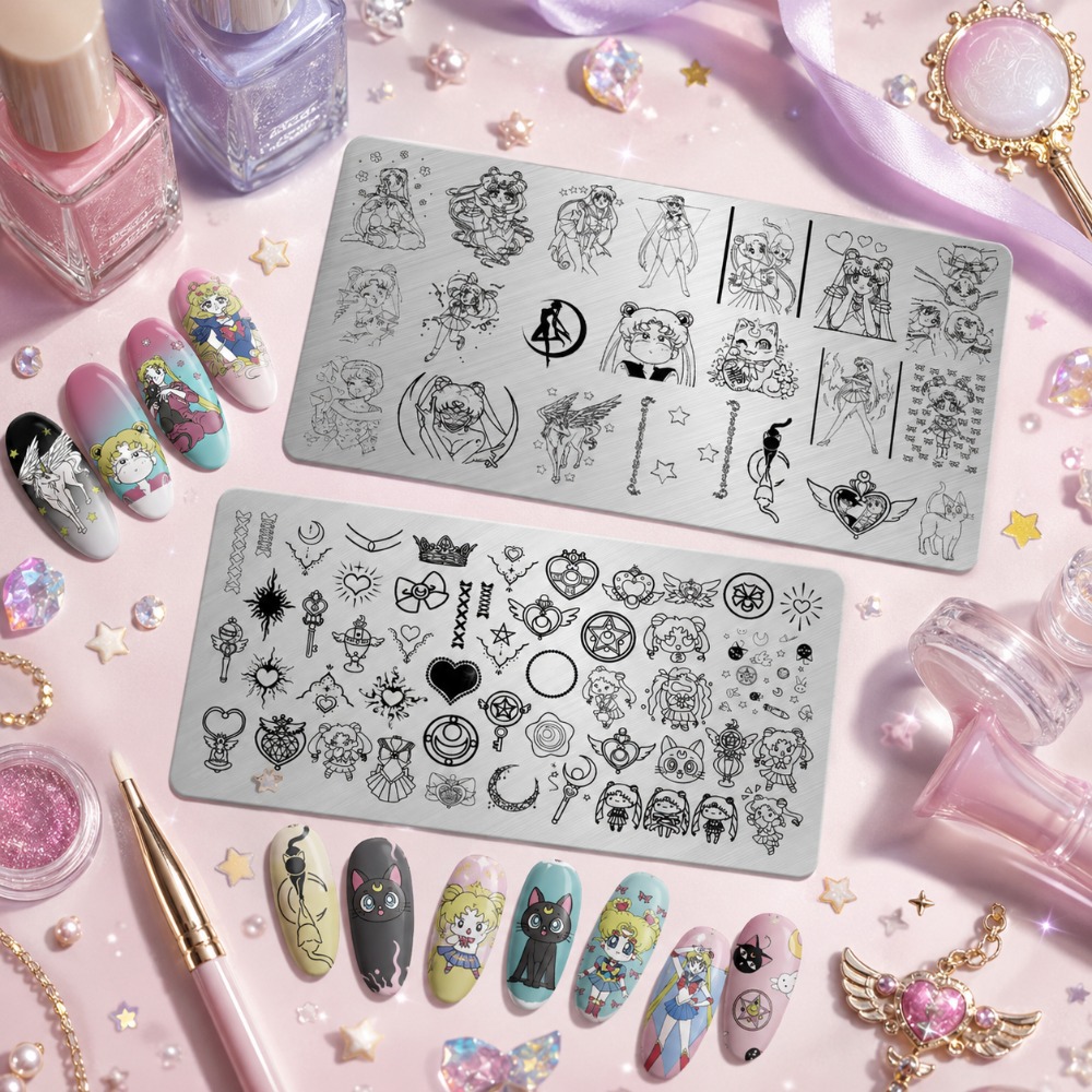 Nail Art Inspo - 세일러 문 애니메이션 네일 스탬핑 플레이트,