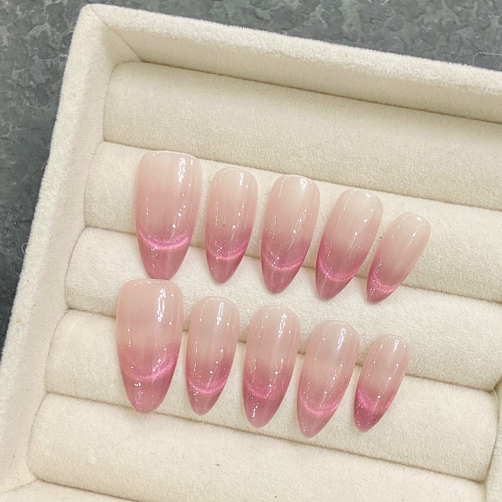 Nail Art Simple - 수제 아몬드 프레스 손톱, 인조 아크릴