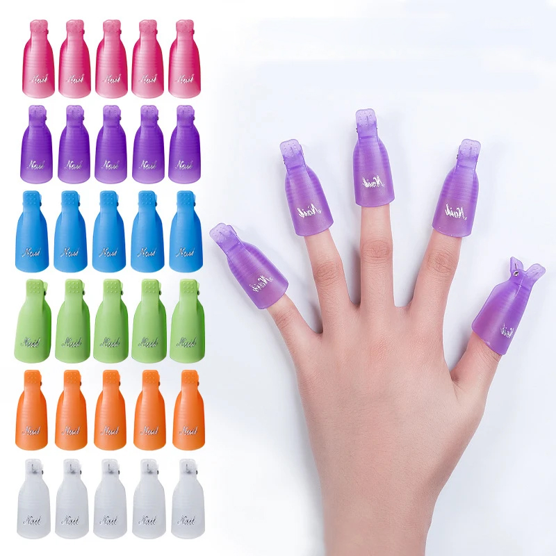 Nail Art Gel Polish - 10개/봉투 네일아트 딥핑캡 클립 네일 클리닝
