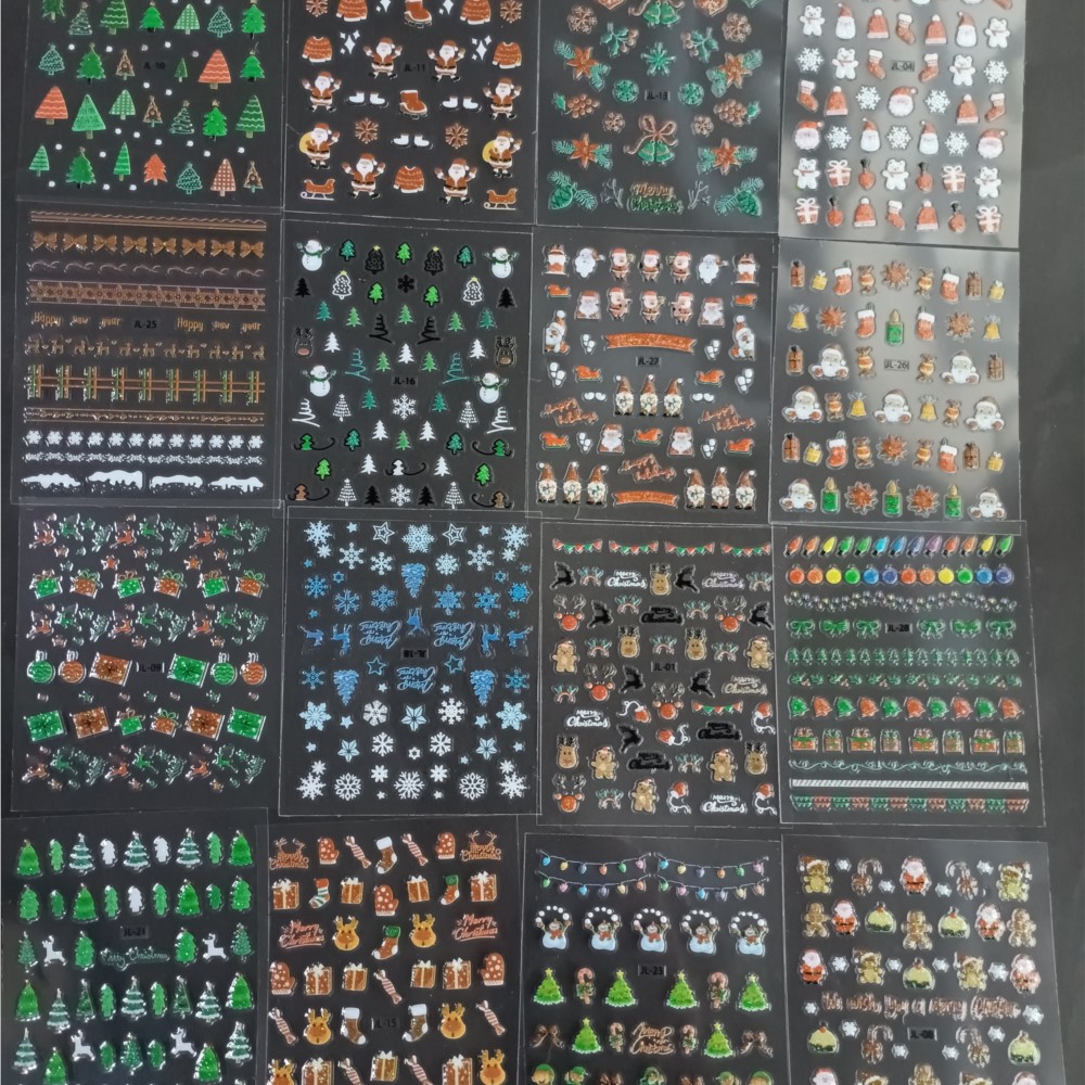 Nail Art Xmas Stickers - 크리스마스 네일 아트 스티커-크리스마스 다채로운 반짝이