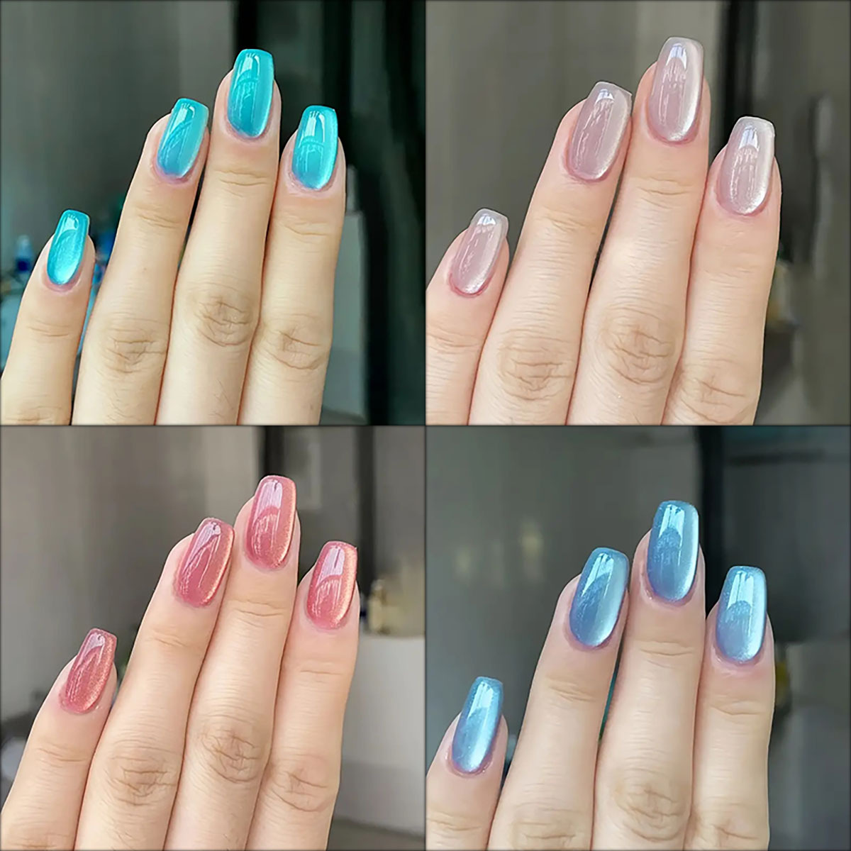 Nail Art Inspo - 여성용 짧은 사각형 발레 가짜 손톱,