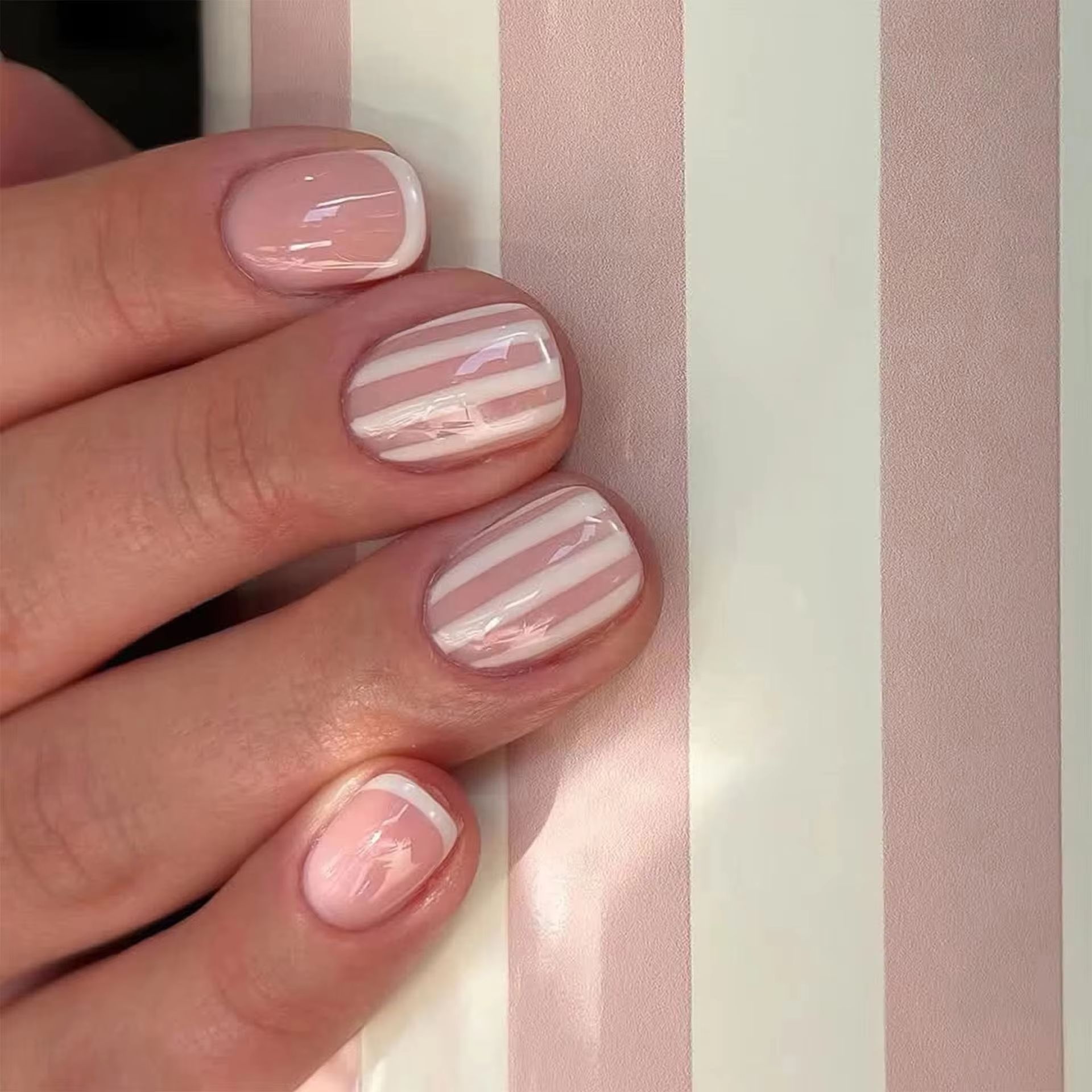 Nail Art Simple - 24개 심플 화이트 프렌치 프레스온 네일