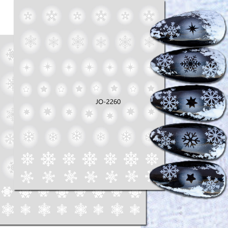Nail Art Xmas Stickers - 네일 아트 3D 데칼 화이트 할로우