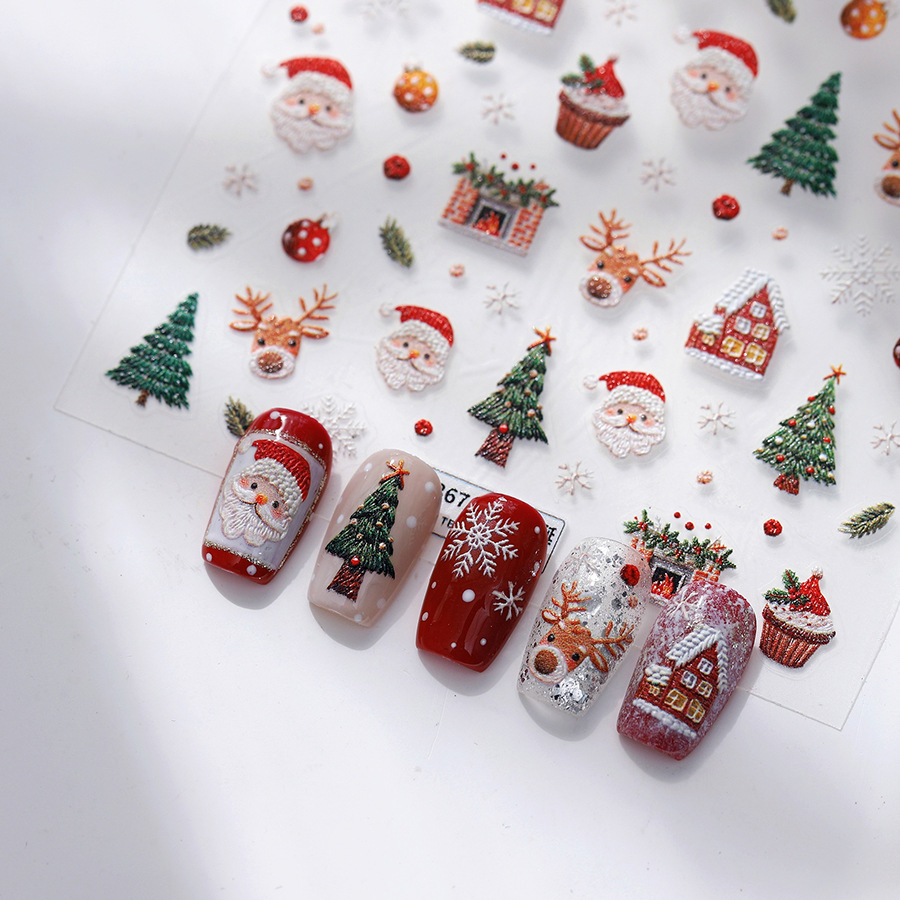 Nail Art Xmas Stickers - 귀여운 크리스마스 곰 & 진저브레드 네일