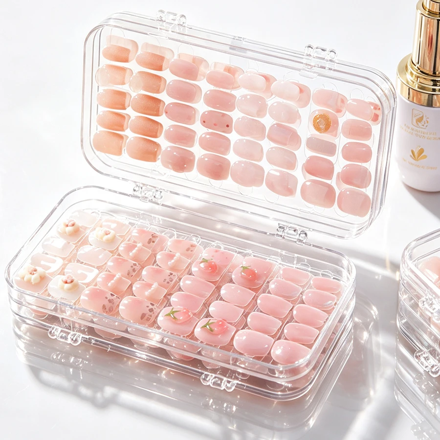 Nail Art Simple - 투명 접이식 프레스온 네일 보관함, 살롱