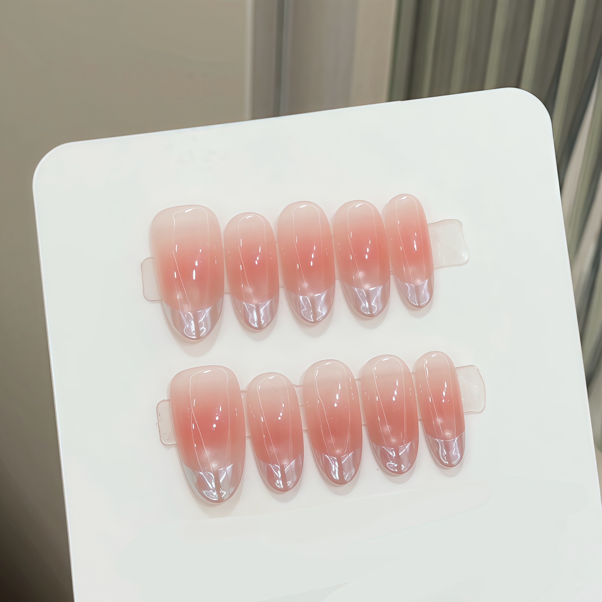 Nail Art Simple - 10개입 순수 수제 타원형 네일 아트,