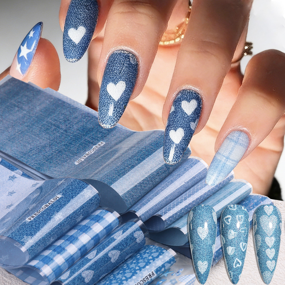 Nail Art Denim - 인스 패치워크 스타일 데님 네일 아트