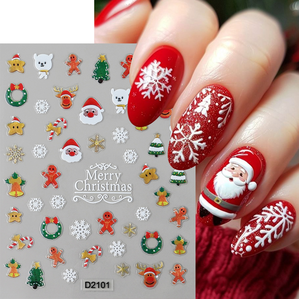 1Pc 5D 크리스마스 네일 아트 스티커 귀여운 산타  - Nail Art Xmas Stickers 리뷰 및 가격