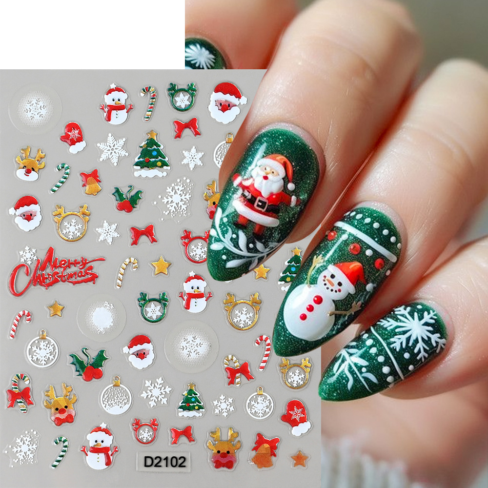 1Pc 5D 크리스마스 네일 아트 스티커 귀여운 산타  - Nail Art Xmas Stickers 리뷰 및 가격