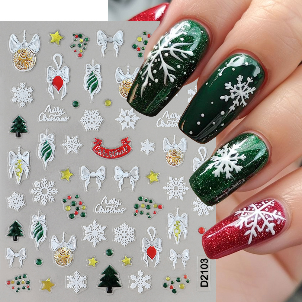 1Pc 5D 크리스마스 네일 아트 스티커 귀여운 산타  - Nail Art Xmas Stickers 리뷰 및 가격