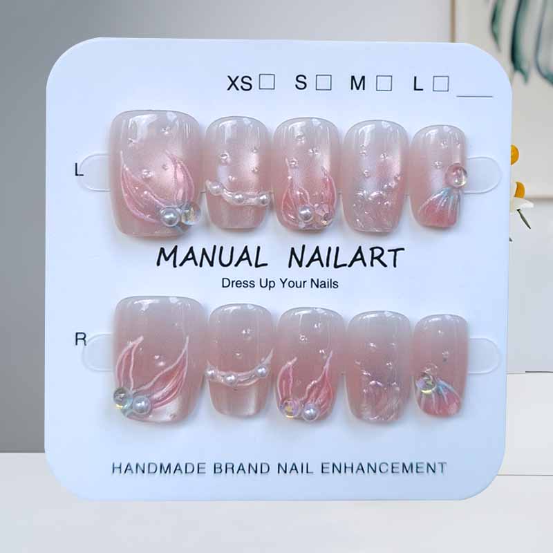 10개입 오션 시크릿 레일 블루 매트 피쉬테일 오로라  - Nail Art Fake Nails 리뷰 및 가격