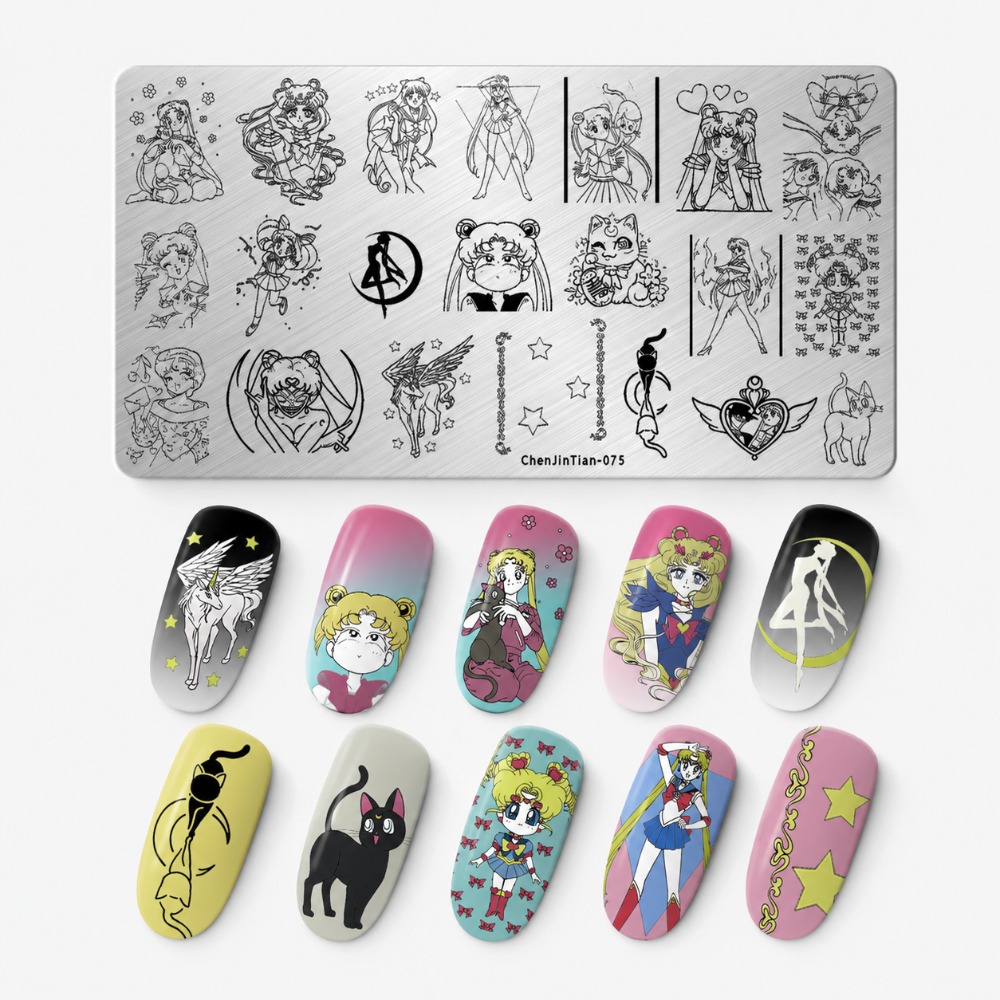 세일러 문 애니메이션 네일 스탬핑 플레이트, 귀여운 만 - Nail Art Inspo 리뷰 및 가격