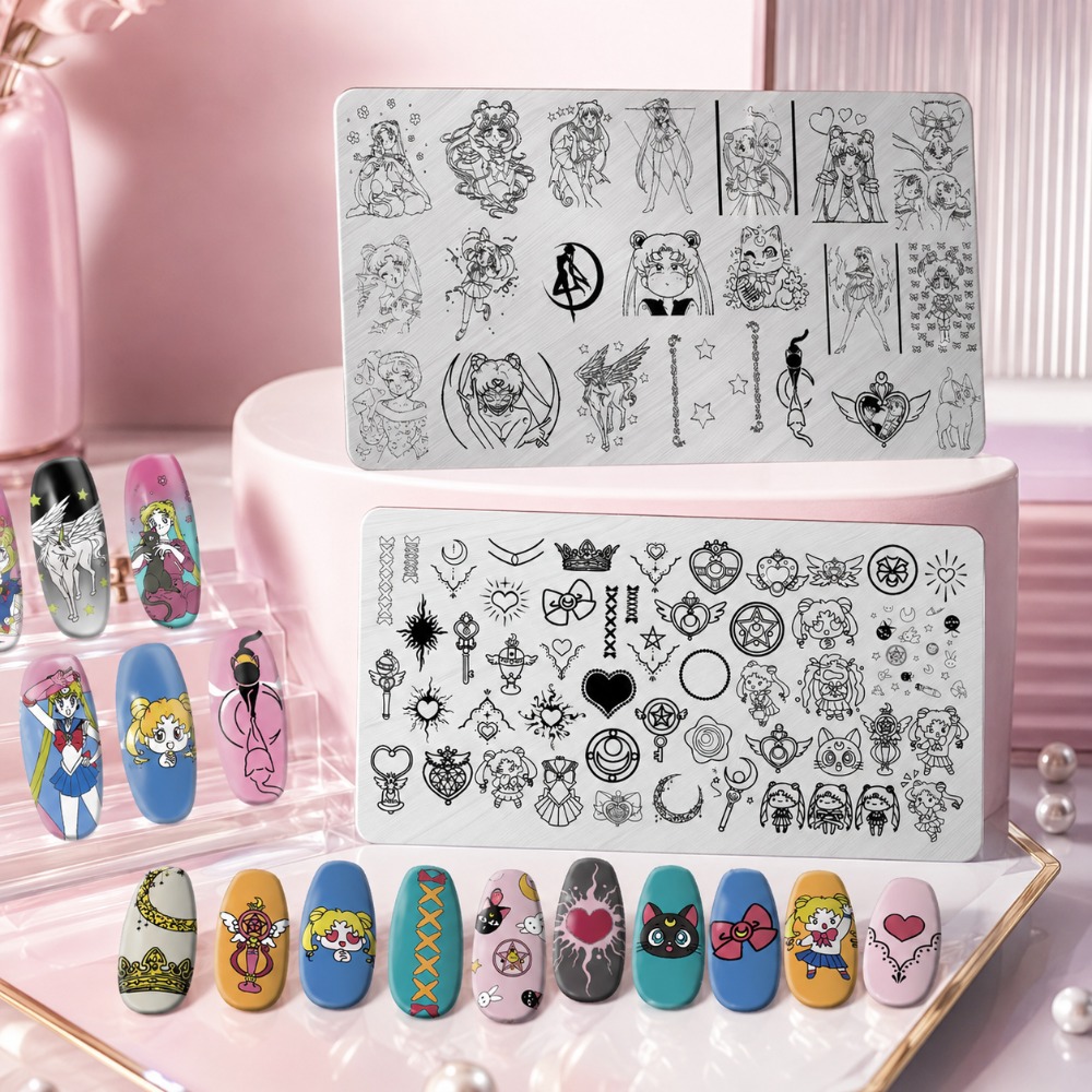 세일러 문 애니메이션 네일 스탬핑 플레이트, 귀여운 만 - Nail Art Inspo 리뷰 및 가격