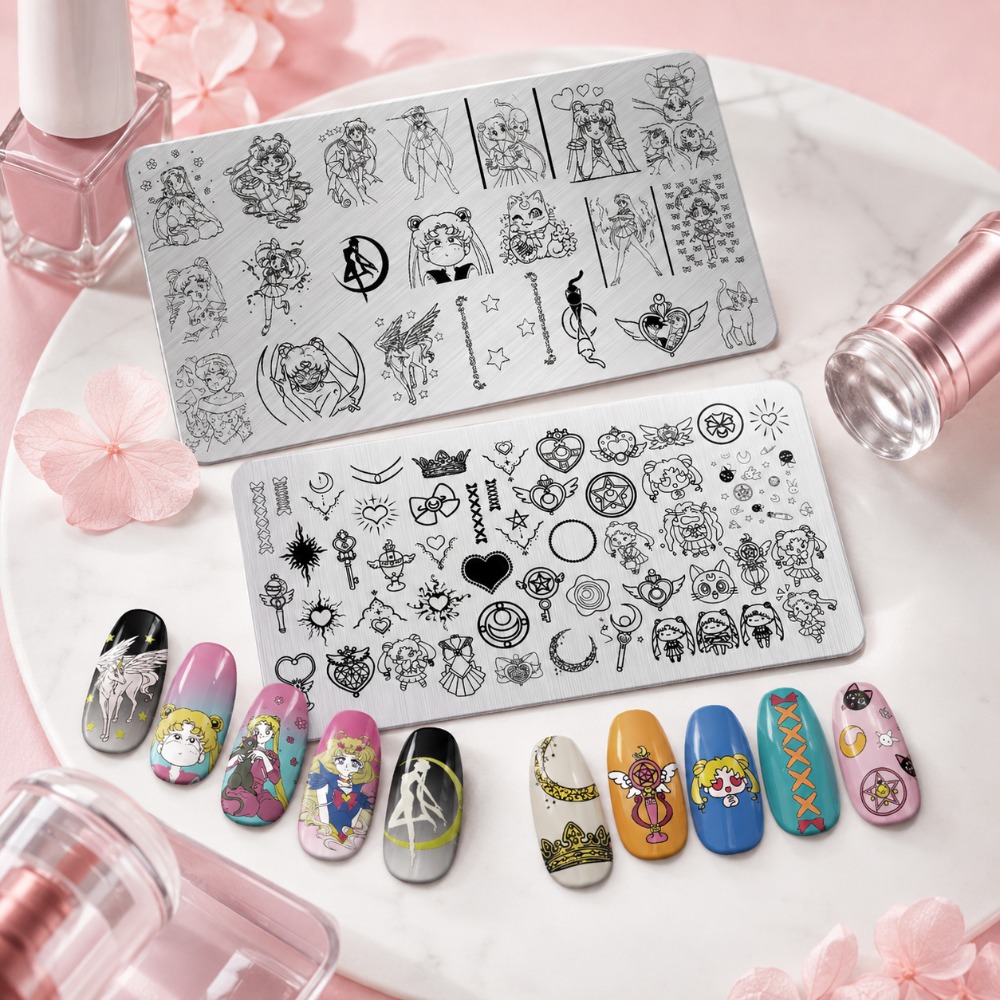 세일러 문 애니메이션 네일 스탬핑 플레이트, 귀여운 만 - Nail Art Inspo 리뷰 및 가격