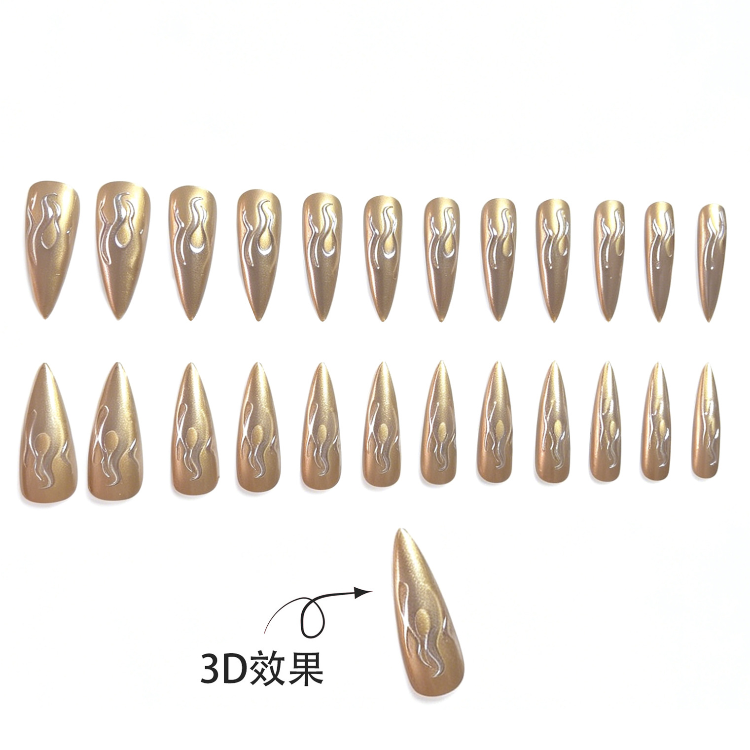 24개입 3D 크롬 실버 골드 불꽃 모양 스틸레토 프레 - Nail Art Chrome 리뷰 및 가격