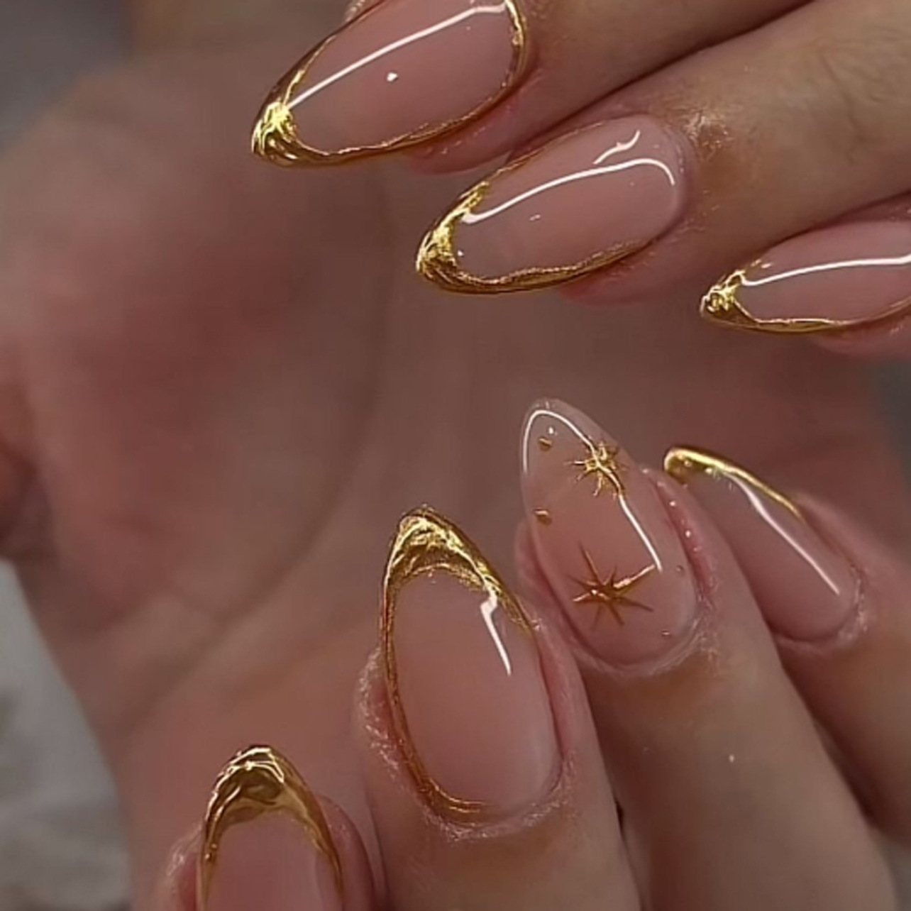 24개 짧은 아몬드 네일 세트 풀커버 별 달 웨이브 프 - Nail Art Inspo 리뷰 및 가격