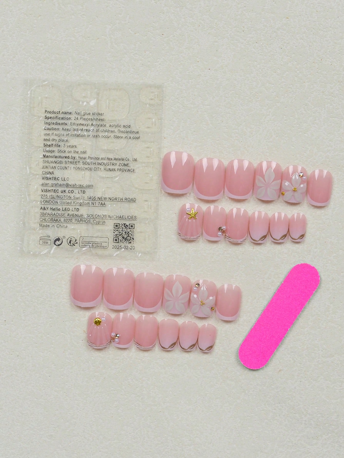 24개 짧은 스퀘어 화이트 프렌치 플라워 아크릴 프레스 - Nail Art Chrome 리뷰 및 가격