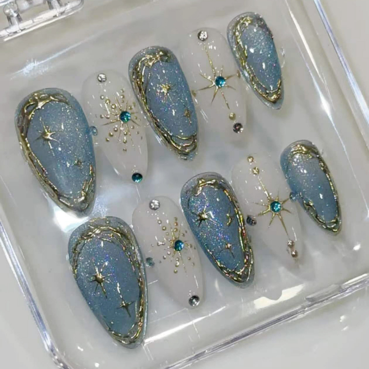 24개 금박 스타라이트 스틱온 네일아트 글리터 라인스톤 - Nail Art Inspo 리뷰 및 가격