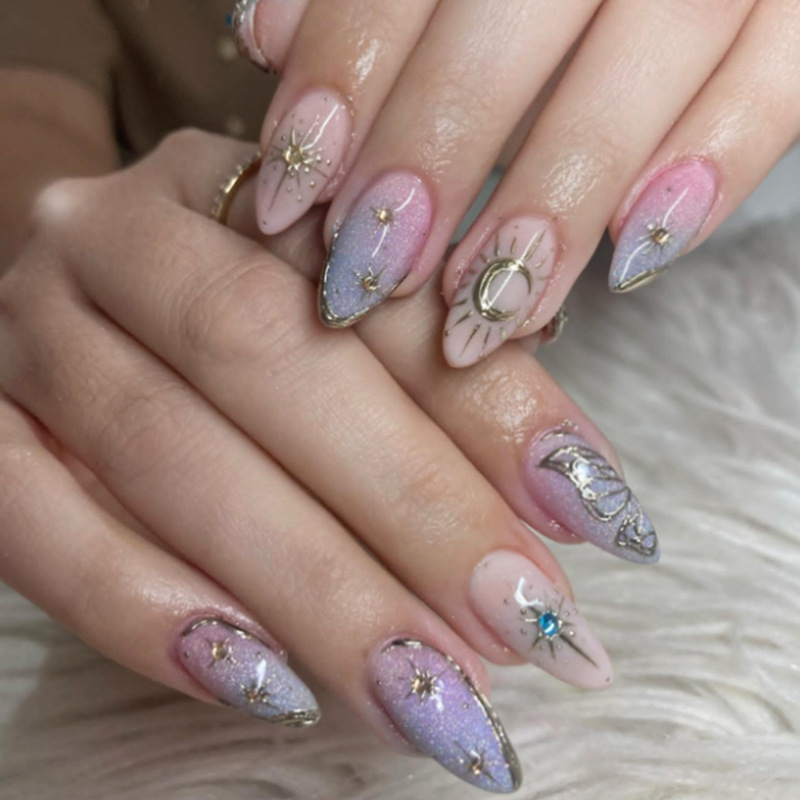 24개 금박 스타라이트 스틱온 네일아트 글리터 라인스톤 - Nail Art Inspo 리뷰 및 가격