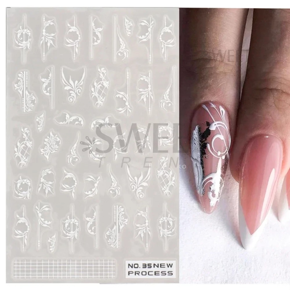 화이트 레이스 꽃 네일 아트 스티커 아크릴 꽃 매력 접 - Nail Art Simple Elegant 리뷰 및 가격