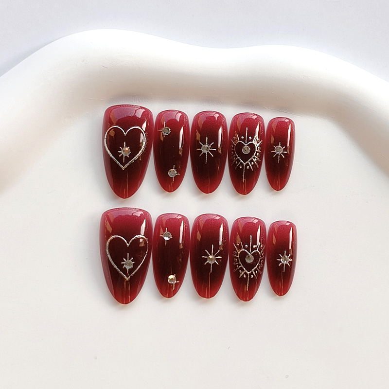 10개입 프렌치 스타일 버건디 할레이션 다이아몬드 프레 - Nail Art Simple Elegant 리뷰 및 가격