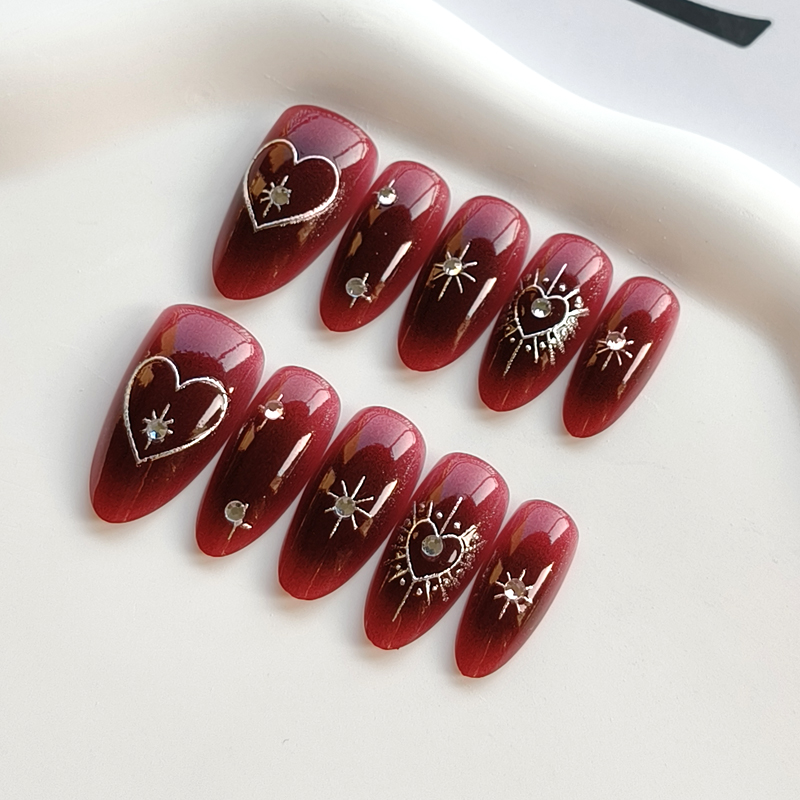 10개입 프렌치 스타일 버건디 할레이션 다이아몬드 프레 - Nail Art Simple Elegant 리뷰 및 가격