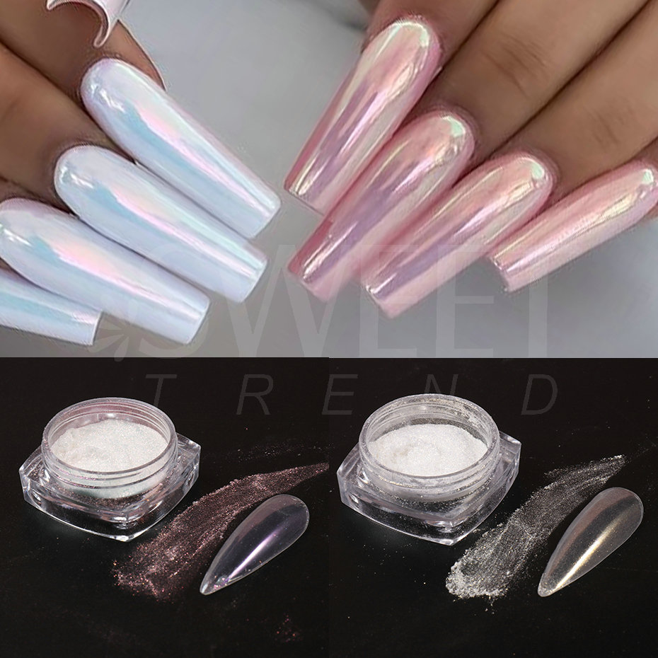 화이트 펄 미러 달빛 네일 파우더 크롬 안료 네일 글리 - Nail Art Chrome 리뷰 및 가격