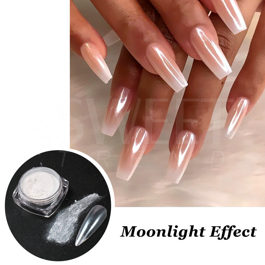 화이트 펄 미러 달빛 네일 파우더 크롬 안료 네일 글리 - Nail Art Chrome 리뷰 및 가격
