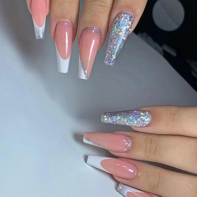 24개/세트 롱 발레 네일 키트 글리터 풀 네일 아트  - Nail Art Simple 리뷰 및 가격
