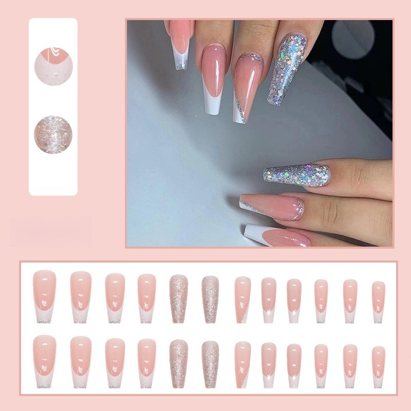 24개/세트 롱 발레 네일 키트 글리터 풀 네일 아트  - Nail Art Simple 리뷰 및 가격
