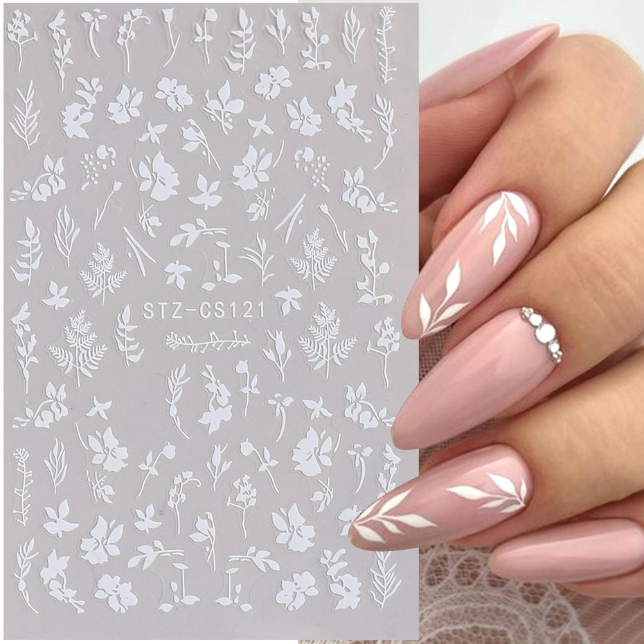 2pcs 3D 간단한 꽃 잎 네일 스티커 우아한 검은  - Nail Art Simple Elegant 리뷰 및 가격