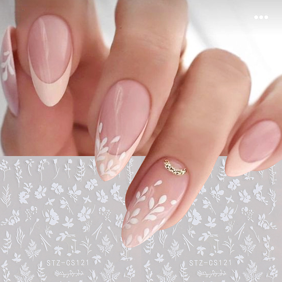 2pcs 3D 간단한 꽃 잎 네일 스티커 우아한 검은  - Nail Art Simple Elegant 리뷰 및 가격