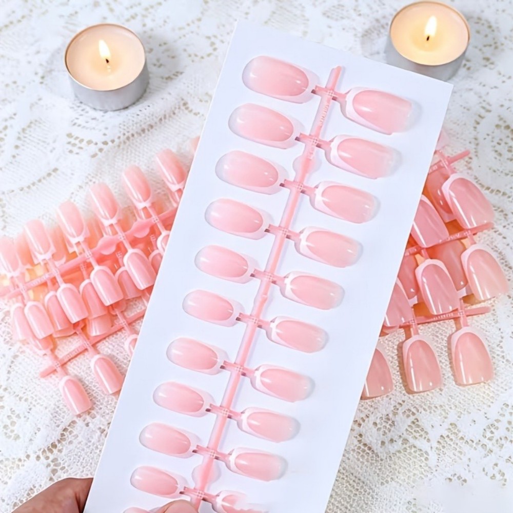 120개입 짧은 스퀘어 프렌치팁 프레스온 네일즈 내추럴 - Nail Art Glossy 리뷰 및 가격