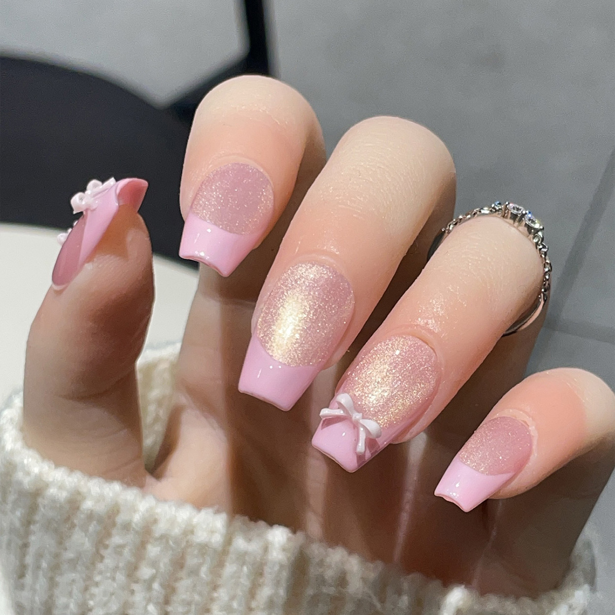 10개입 짧은 사다리꼴 수제 프레스온 네일 키트, 핑크 - Nail Art Simple Elegant 리뷰 및 가격