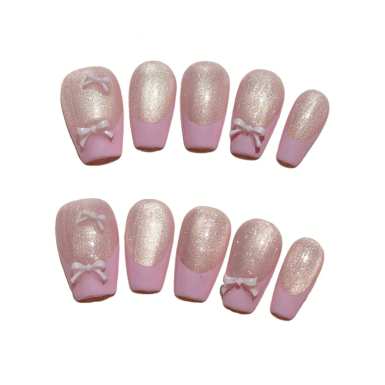 10개입 짧은 사다리꼴 수제 프레스온 네일 키트, 핑크 - Nail Art Simple Elegant 리뷰 및 가격