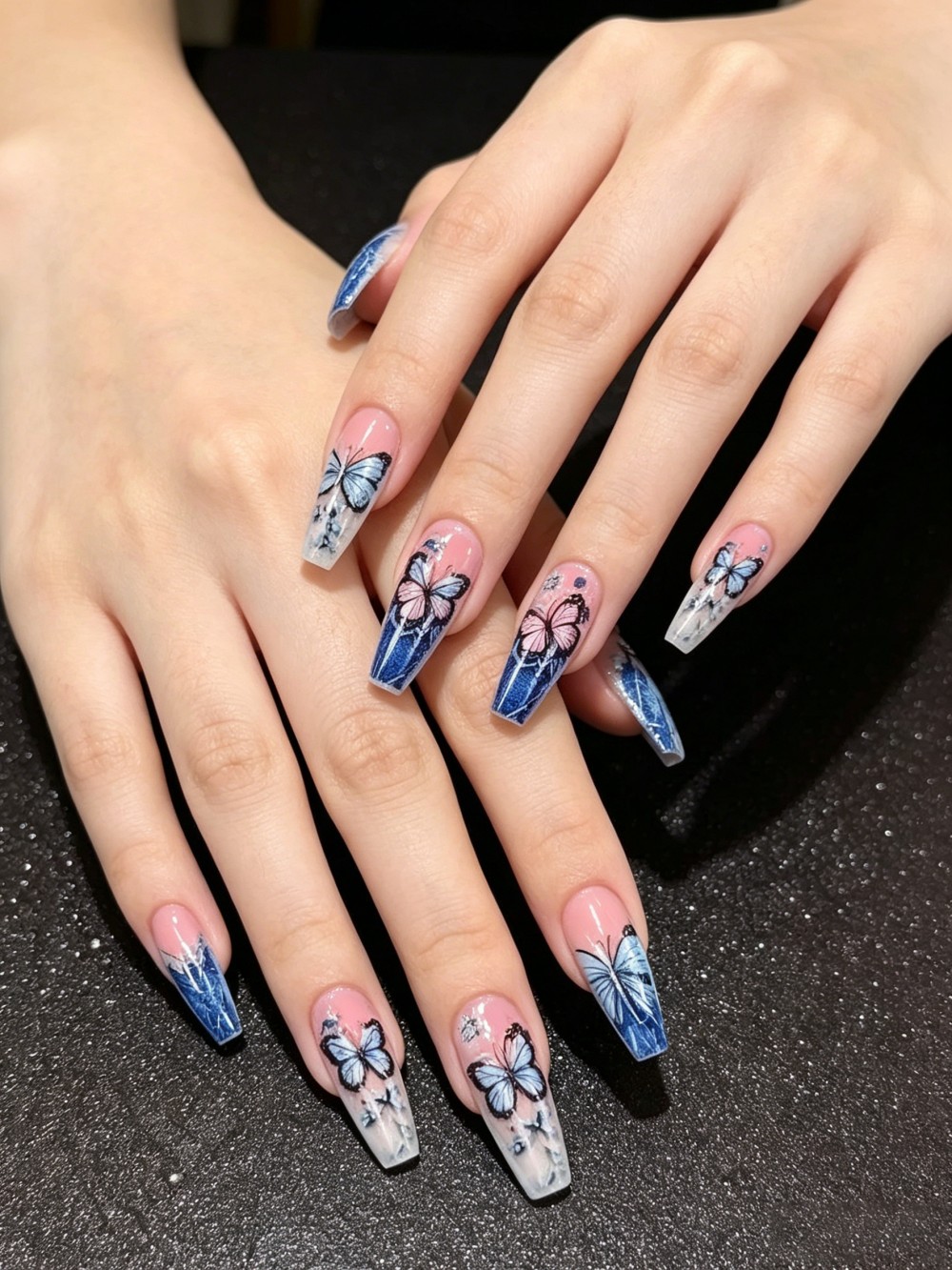 24개 스프링 나비 프레스온 네일 관 모양 인조 손톱  - Nail Art Denim 리뷰 및 가격
