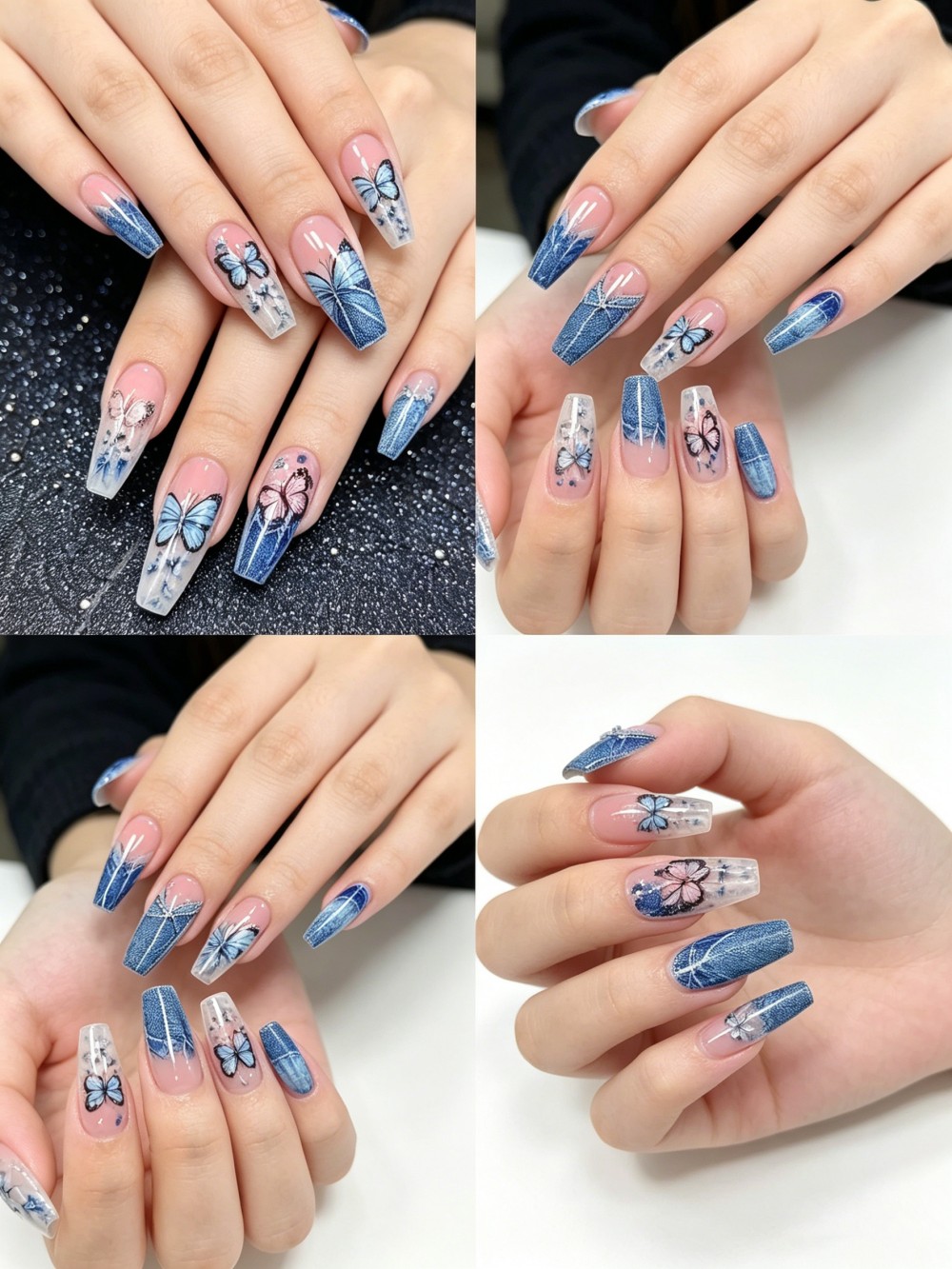 24개 스프링 나비 프레스온 네일 관 모양 인조 손톱  - Nail Art Denim 리뷰 및 가격