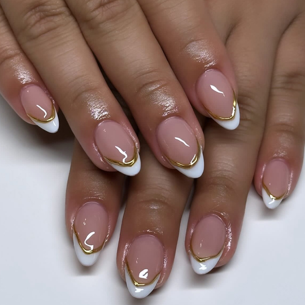 프렌치 누드 핑크 화이트 엣지 아몬드 모양 가짜 손톱  - Nail Art Simple Elegant 리뷰 및 가격