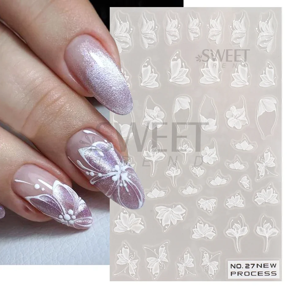 흰색 레이스 꽃 네일 아트 스티커 아크릴 꽃의 매력 접 - Nail Art Simple Elegant 리뷰 및 가격