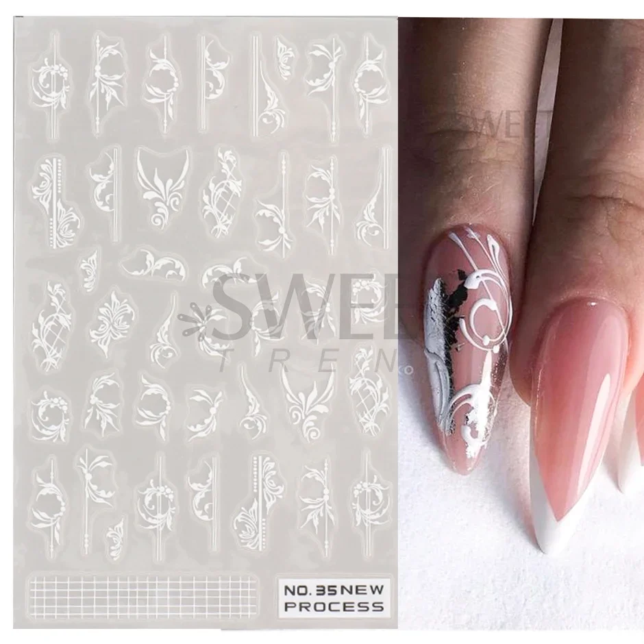 흰색 레이스 꽃 네일 아트 스티커 아크릴 꽃의 매력 접 - Nail Art Simple Elegant 리뷰 및 가격