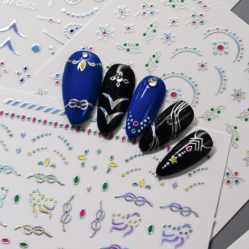 12Pcs 3D Slilver 기하학 라인 꽃 잔디 네 - Nail Art Simple Elegant 리뷰 및 가격