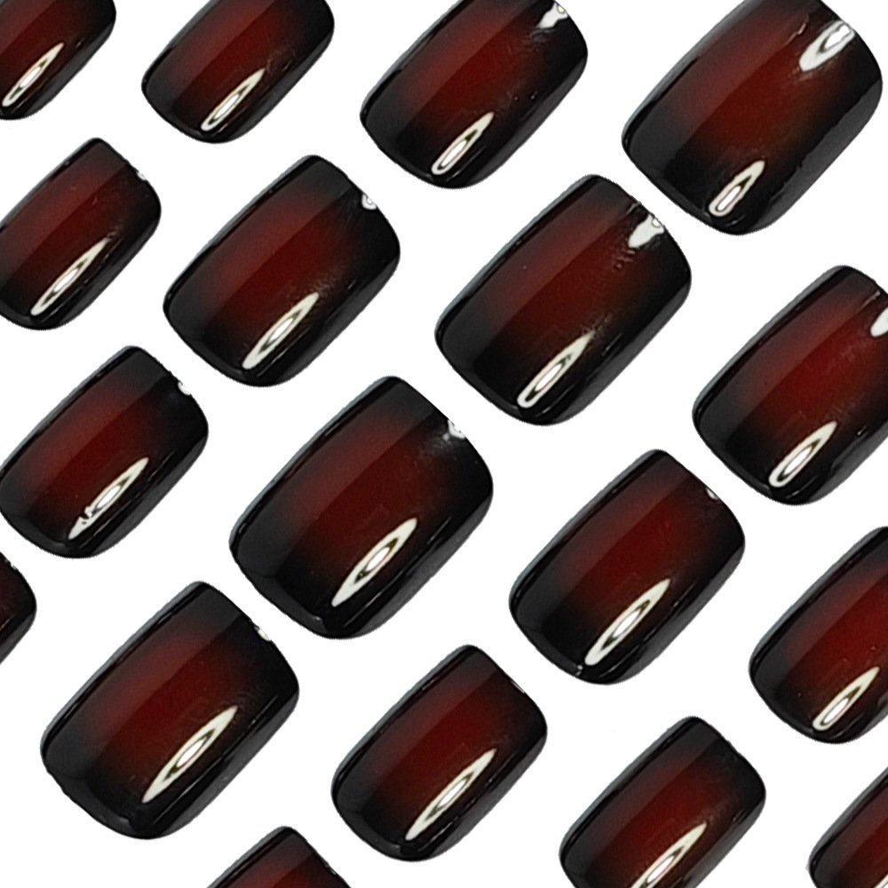 여성용 짧은 사각형 가짜 손톱 그라데이션 블랙 레드 로 - Nail Art Fake Nails 리뷰 및 가격
