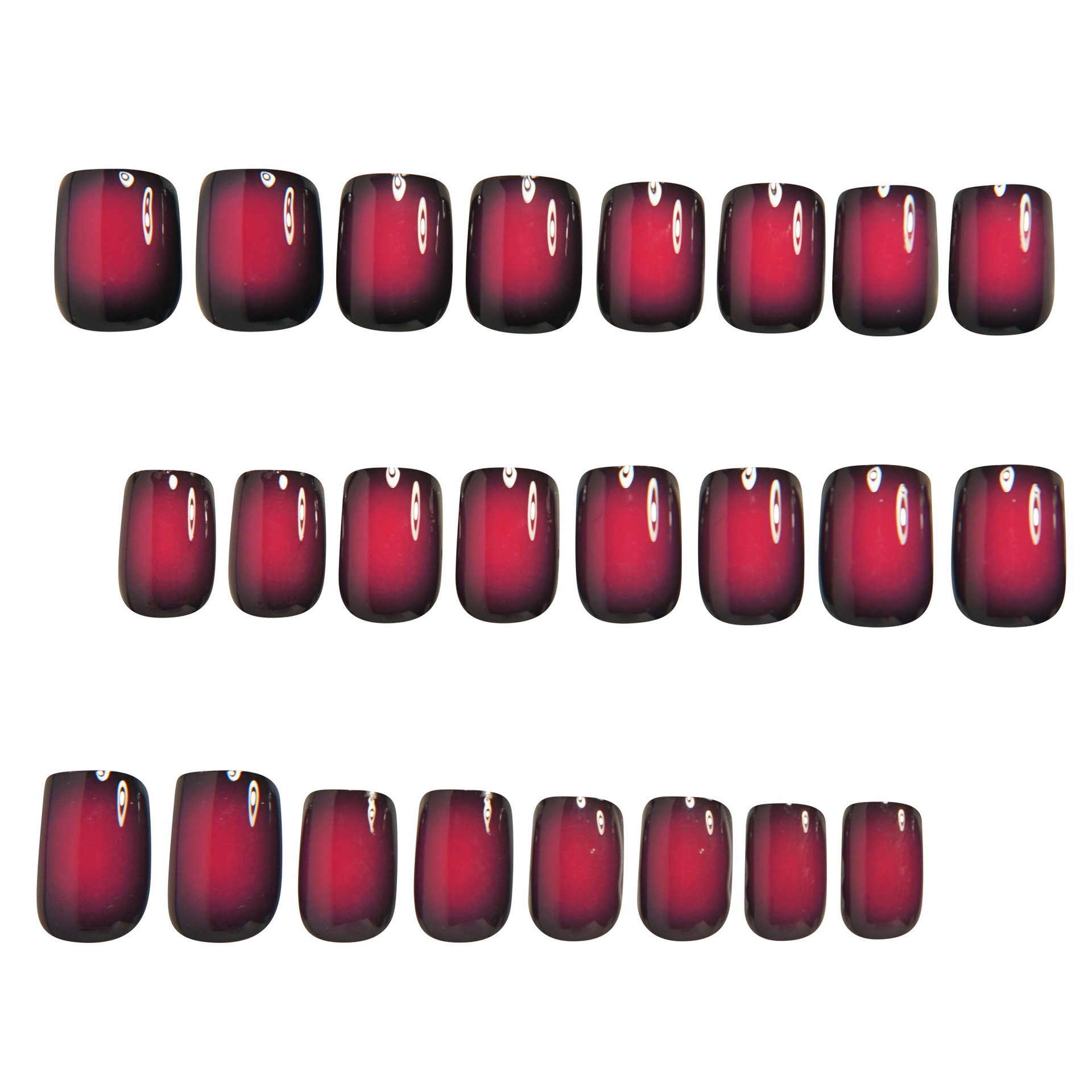 여성용 짧은 사각형 가짜 손톱 그라데이션 블랙 레드 로 - Nail Art Fake Nails 리뷰 및 가격