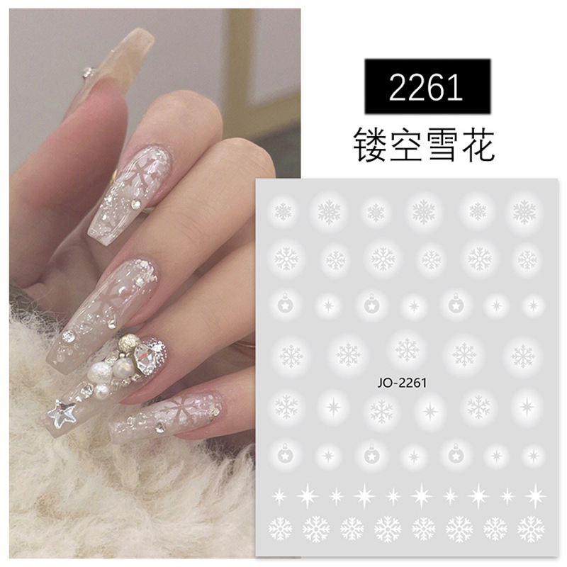 네일 아트 3D 데칼 화이트 할로우 눈송이 크리스마스  - Nail Art Xmas Stickers 리뷰 및 가격