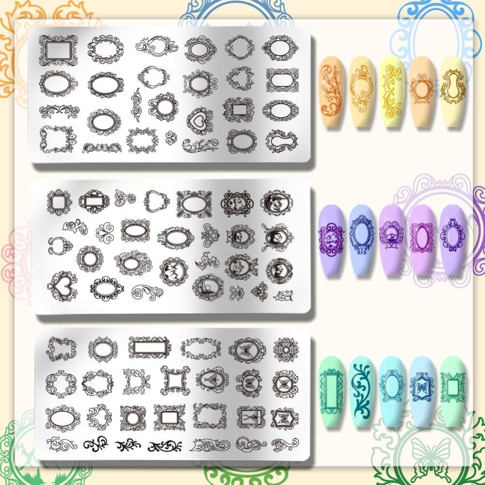 3개 빈티지 사진 프레임 네일 스탬핑 플레이트 믹스 포 - Nail Art Inspo 리뷰 및 가격