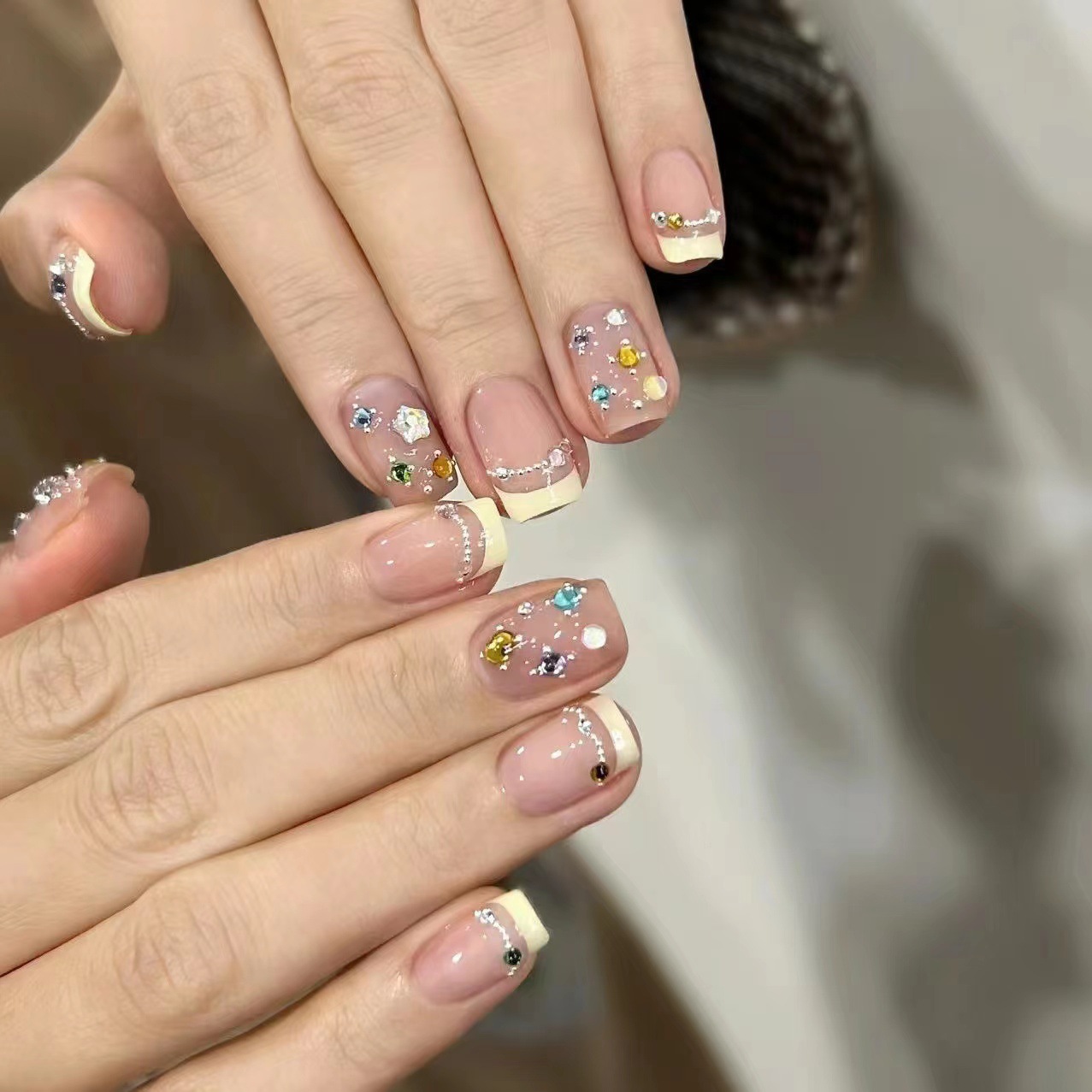 짧은 사각형 프랑스 수제 가짜 손톱, 간단한 네일 아트 - Nail Art Simple 리뷰 및 가격