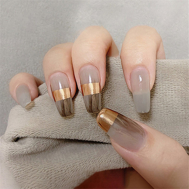24개 중간 사이즈 관 모양 프레스온 네일 심플 발레  - Nail Art Simple 리뷰 및 가격