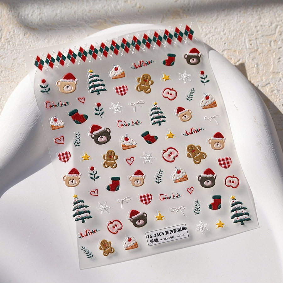 귀여운 크리스마스 곰 & 진저브레드 네일 스티커 - 크 - Nail Art Xmas Stickers 리뷰 및 가격