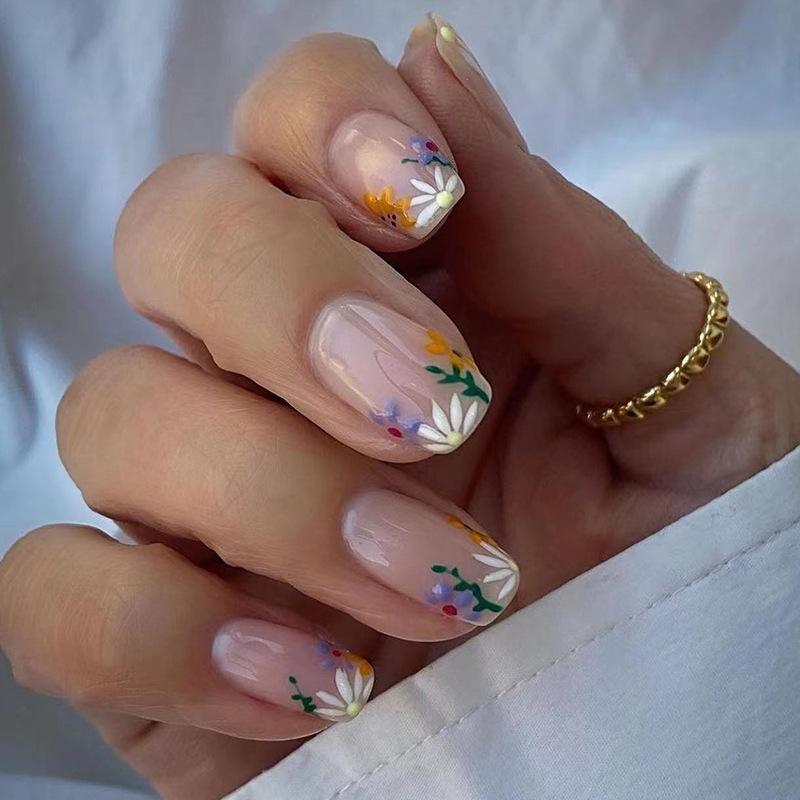 24개의 중간 및 긴 유럽식 사각 꽃과 식물, 보라색, - Nail Art Jelly 리뷰 및 가격
